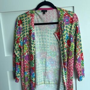 Talbots Multicolor Floral Open Cardigan